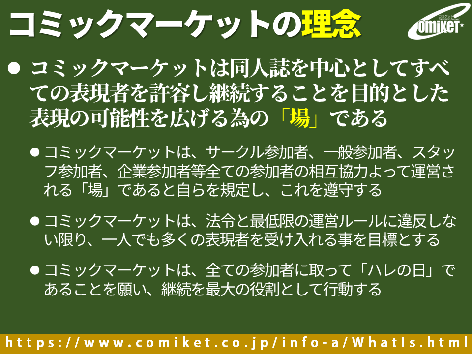 コミックマーケットの理念の説明